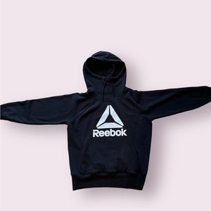 Reebok Black Triangle Logo Gaiter Neck Hooded Sweatshirt Size Medium